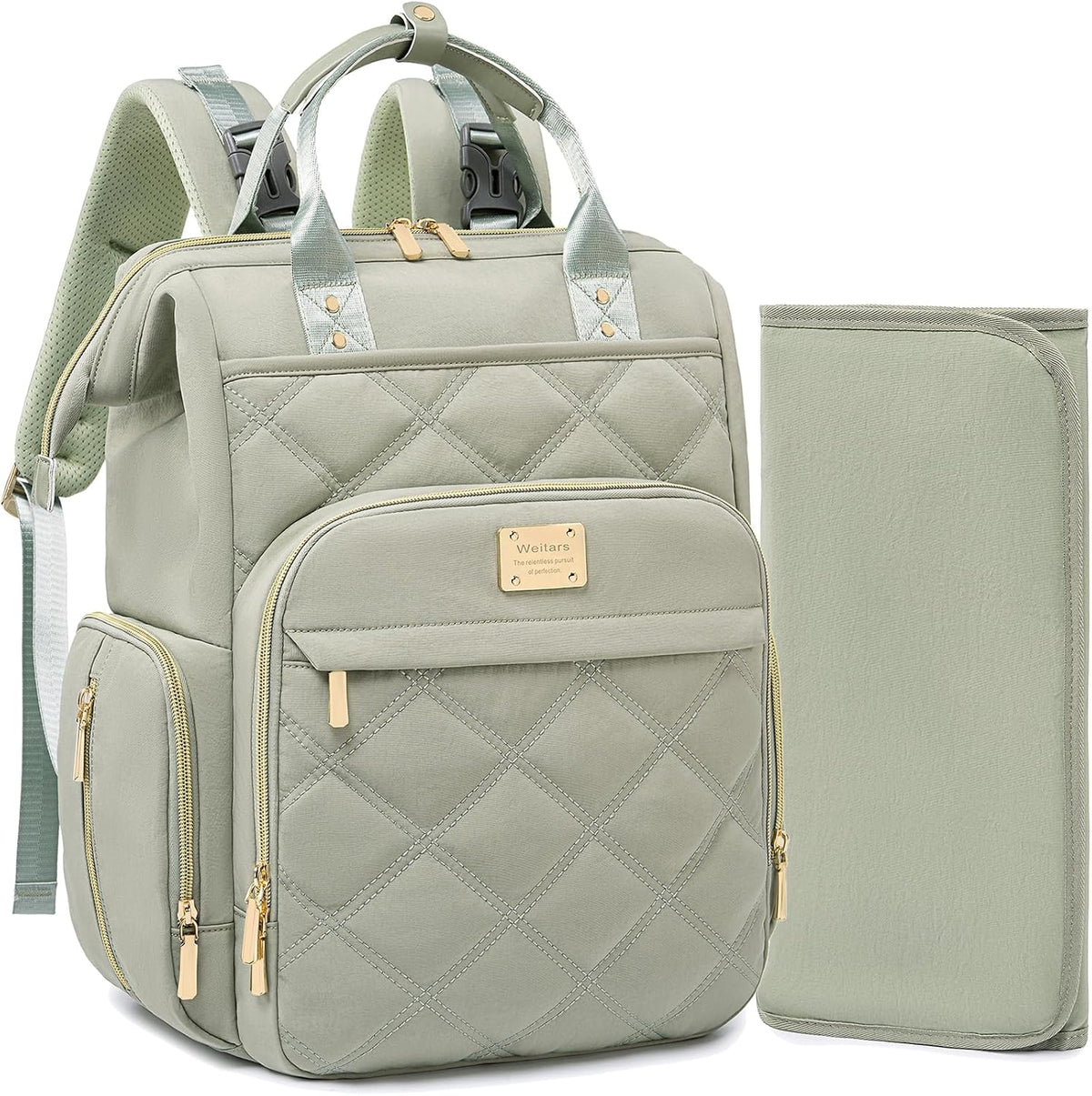 Diaper Bag Backpack Large Baby Diaper Bag with Changing Pad Green