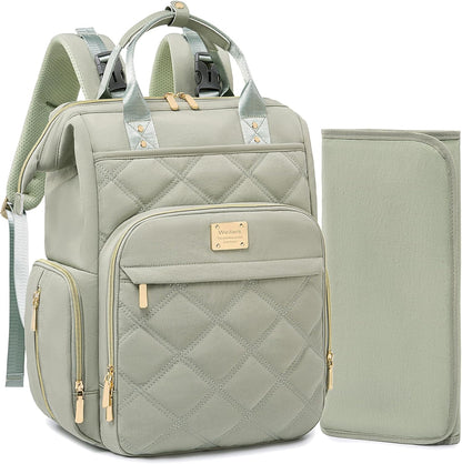 Diaper Bag Backpack Large Baby Diaper Bag with Changing Pad Green