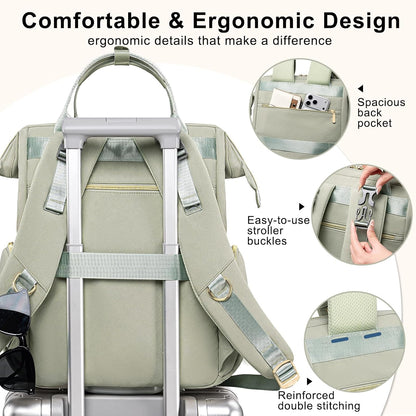 Diaper Bag Backpack Large Baby Diaper Bag with Changing Pad Green