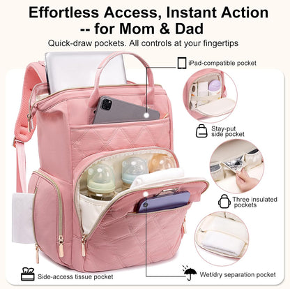 Diaper Bag Backpack Large Baby Diaper Bag with Changing Pad Green
