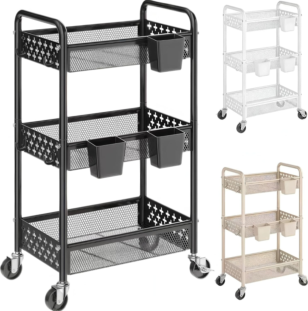 Black Rolling Cart and Heavy Duty Kitchen Cart