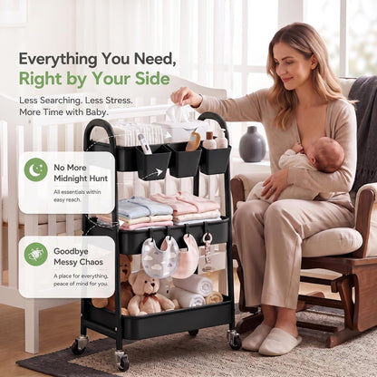 Black Rolling Cart and Heavy Duty Kitchen Cart
