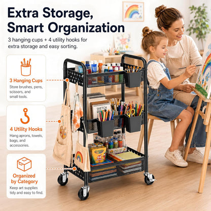 Black Rolling Cart and Heavy Duty Kitchen Cart