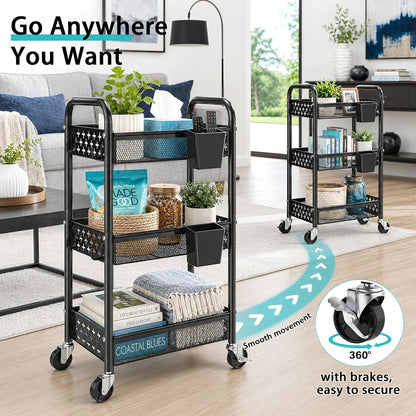 Black Rolling Cart and Heavy Duty Kitchen Cart
