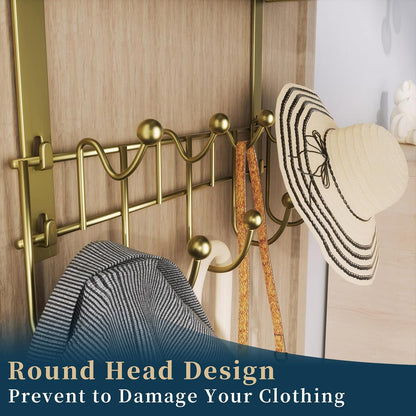 Over The Door Hooks Organizer - 4 Tier Door Coat Rack with 3 Baskets & 12 Hooks, Stainless Steel Towel Hanger for Bedroom, Bathroom, Living Room, Black