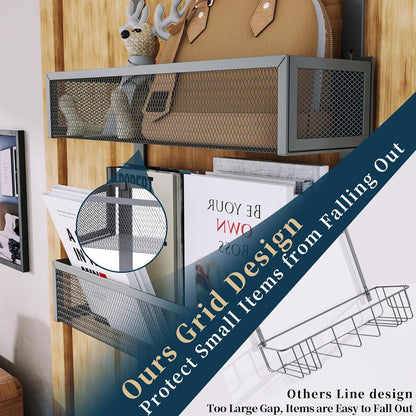 Over The Door Hooks Organizer - 4 Tier Door Coat Rack with 3 Baskets & 12 Hooks, Stainless Steel Towel Hanger for Bedroom, Bathroom, Living Room, Black