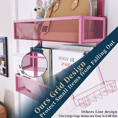 Over The Door Hooks Organizer - 4 Tier Door Coat Rack with 3 Baskets & 12 Hooks, Stainless Steel Towel Hanger for Bedroom, Bathroom, Living Room, Black