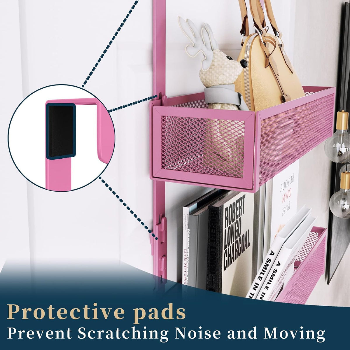 Over The Door Hooks Organizer - 4 Tier Door Coat Rack with 3 Baskets & 12 Hooks, Stainless Steel Towel Hanger for Bedroom, Bathroom, Living Room, Black