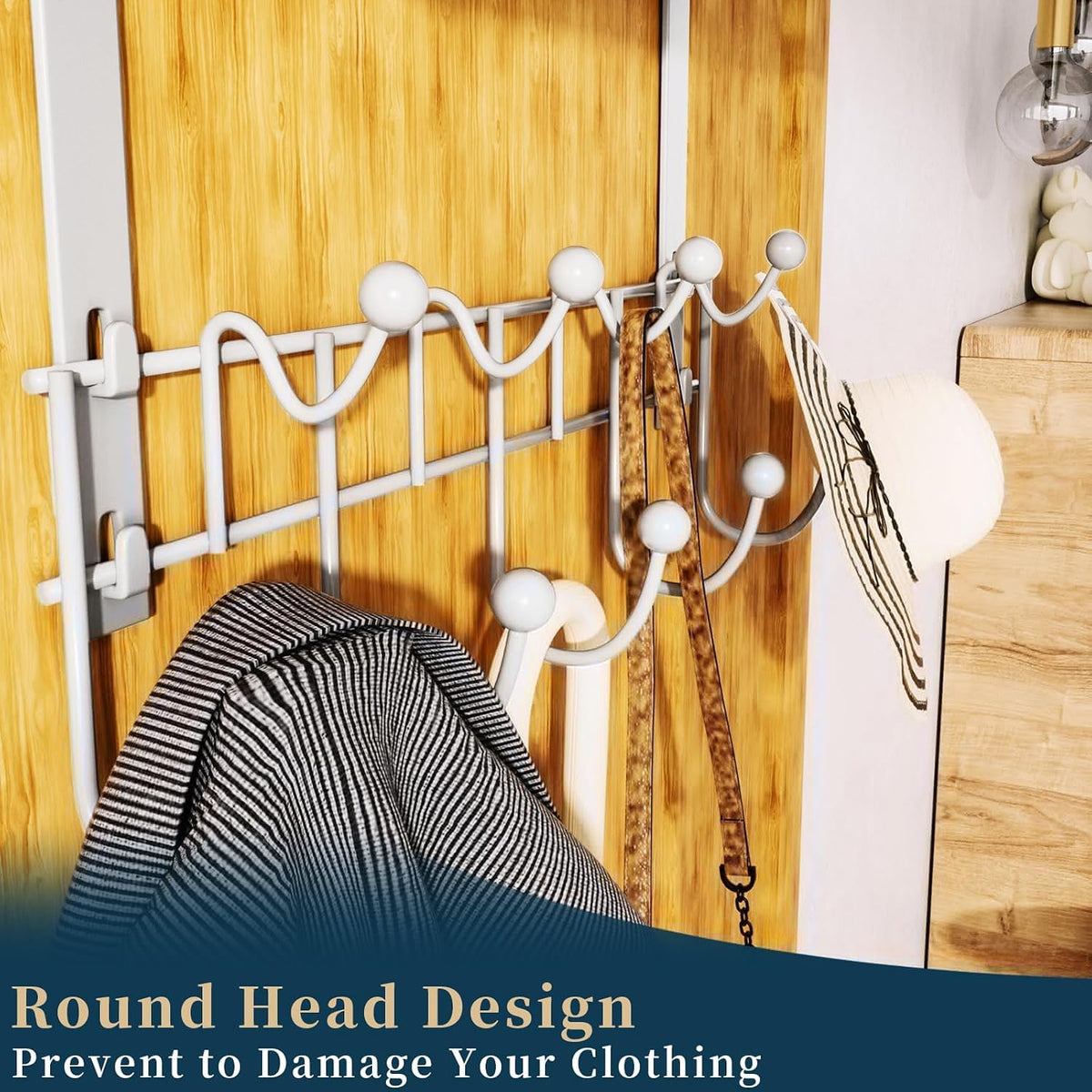 Over The Door Hooks Organizer - 4 Tier Door Coat Rack with 3 Baskets & 12 Hooks, Stainless Steel Towel Hanger for Bedroom, Bathroom, Living Room, Black