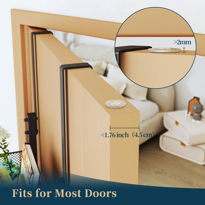 Over The Door Hooks Organizer - 4 Tier Door Coat Rack with 3 Baskets & 12 Hooks, Stainless Steel Towel Hanger for Bedroom, Bathroom, Living Room, Black