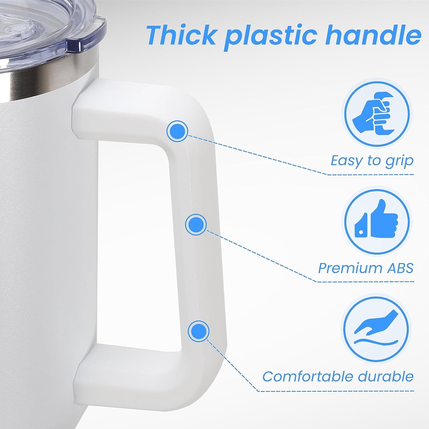 DOMICARE 40 oz Tumbler with Handle and Straw, Stainless Steel Tumbler with Lid and Straw, Reusable Vacuum Insulated Cup, Travel Coffee Mug, Blue, 1Pack