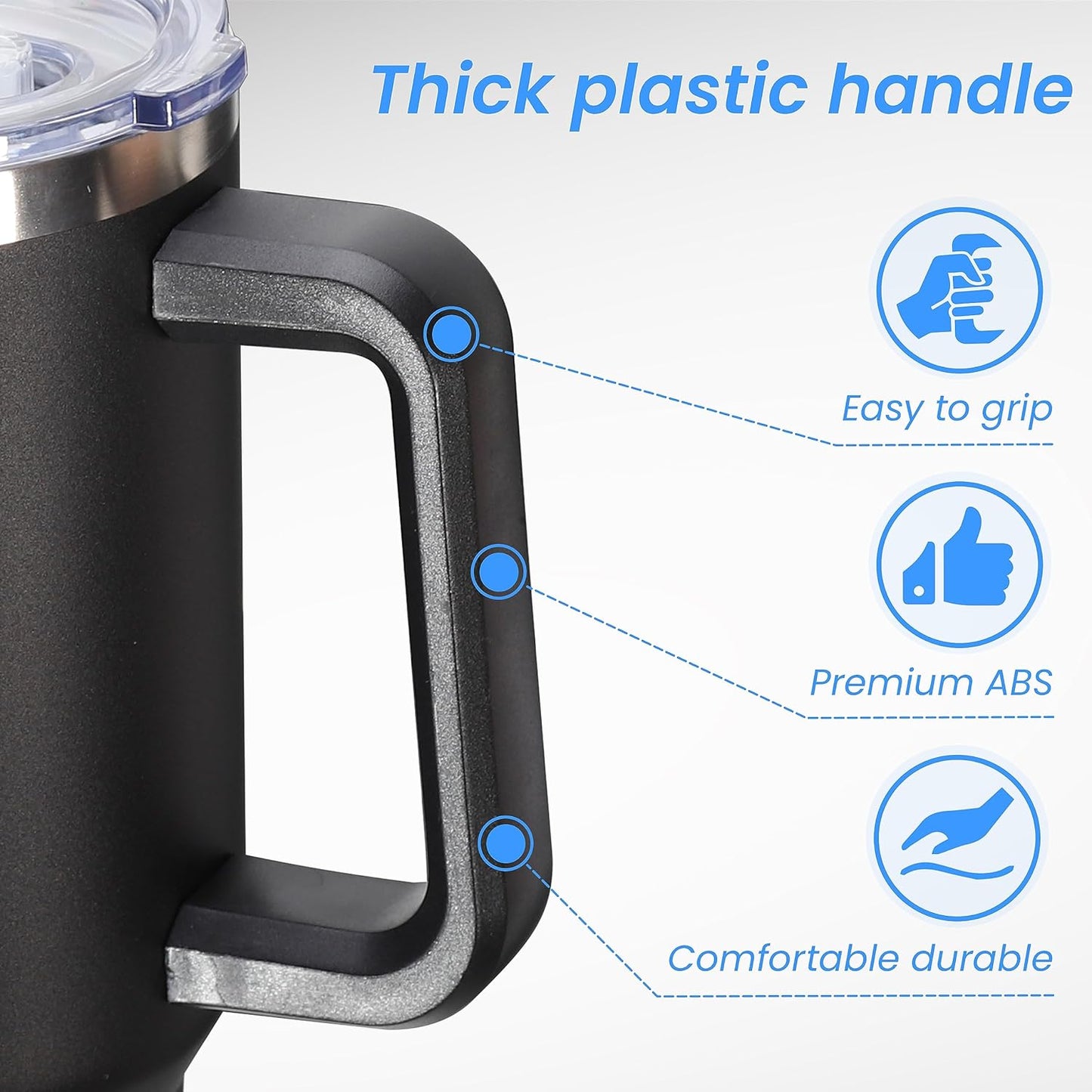DOMICARE 40 oz Tumbler with Handle and Straw, Stainless Steel Tumbler with Lid and Straw, Reusable Vacuum Insulated Cup, Travel Coffee Mug, Blue, 1Pack