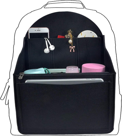 Felt Backpack Organizer Insert,Purse Organizer for Men Women Backpack Rucksack Handbag Shoulder Bag(Black,Large)