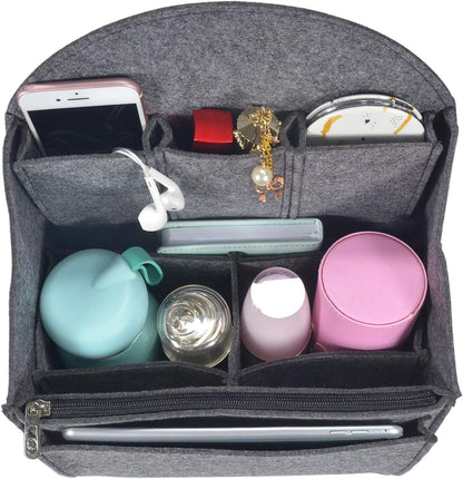 Felt Backpack Organizer Insert,Purse Organizer for Men Women Backpack Rucksack Handbag Shoulder Bag(Black,Large)