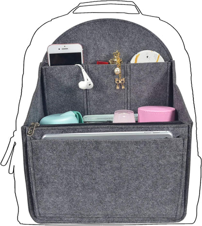 Felt Backpack Organizer Insert,Purse Organizer for Men Women Backpack Rucksack Handbag Shoulder Bag(Black,Large)