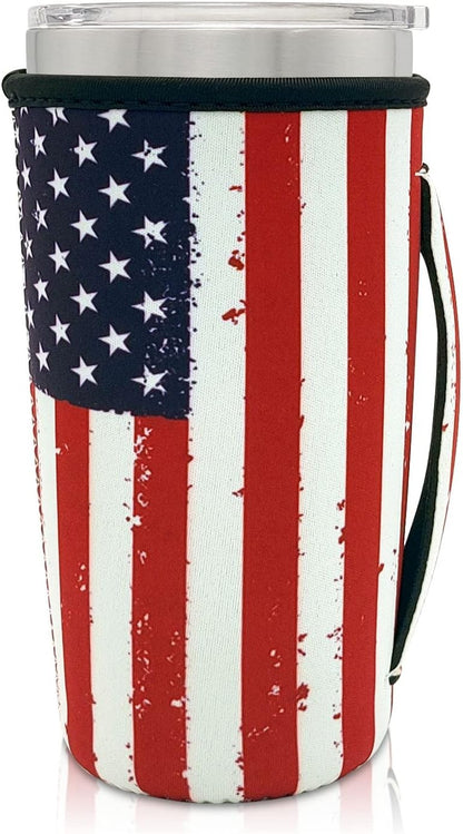 Cup Holder with Handle, 20oz-24oz Tumbler Cups, Tropical | Neoprene, Insulator Bottle Sleeve, Reusable Iced Coffee Sleeve For 30oz - 32oz Large Coffee Cups - Colors B