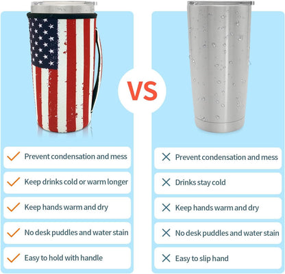 Cup Holder with Handle, 20oz-24oz Tumbler Cups, Tropical | Neoprene, Insulator Bottle Sleeve, Reusable Iced Coffee Sleeve For 30oz - 32oz Large Coffee Cups - Colors B