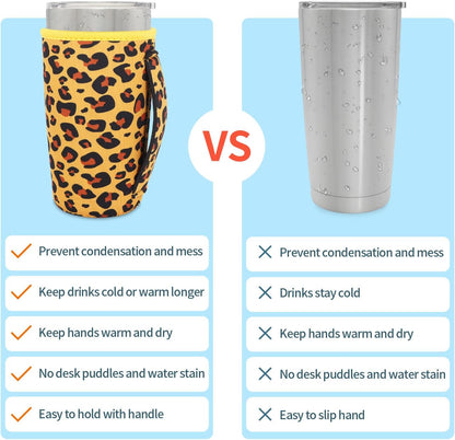 Cup Holder with Handle, 20oz-24oz Tumbler Cups, Tropical | Neoprene, Insulator Bottle Sleeve, Reusable Iced Coffee Sleeve For 30oz - 32oz Large Coffee Cups - Colors B