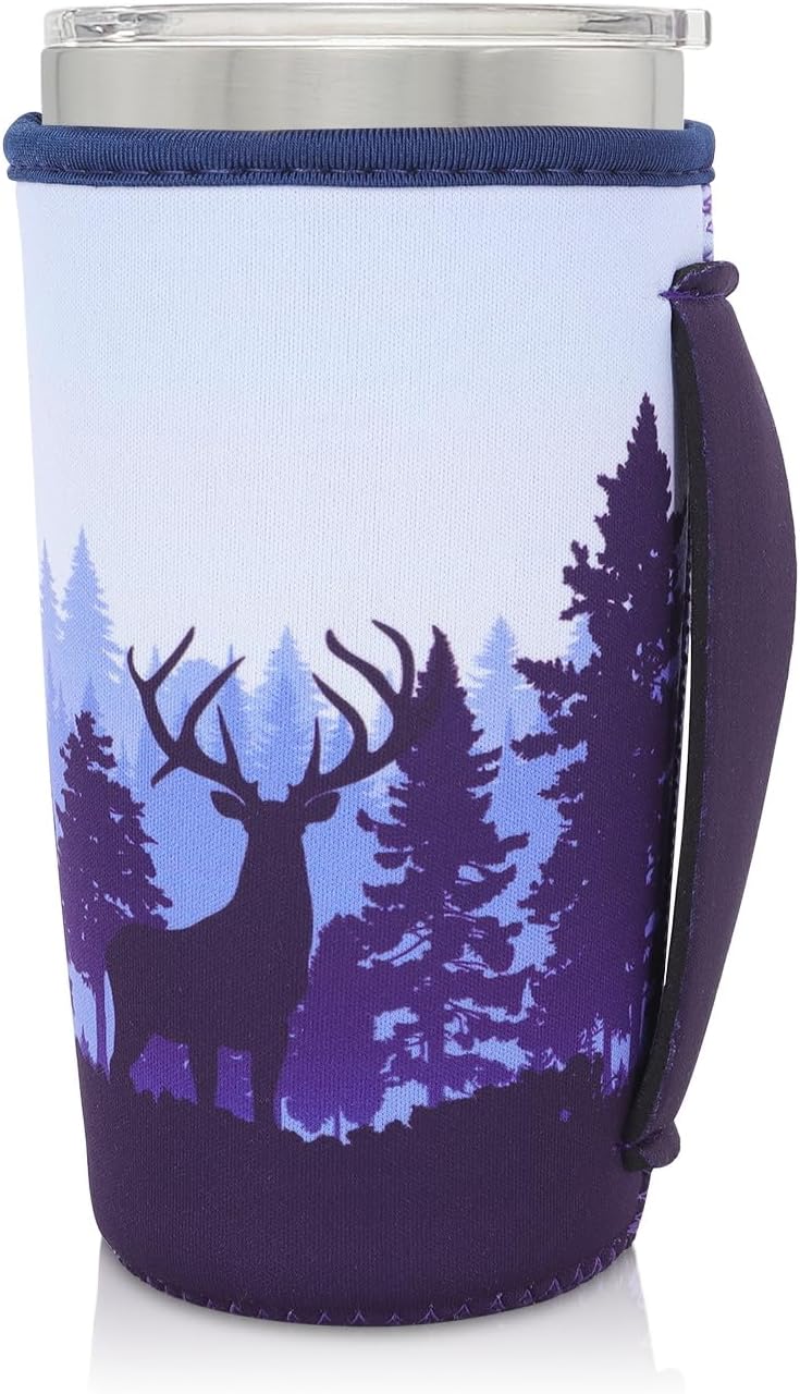 Cup Holder with Handle, 20oz-24oz Tumbler Cups, Tropical | Neoprene, Insulator Bottle Sleeve, Reusable Iced Coffee Sleeve For 30oz - 32oz Large Coffee Cups - Colors B