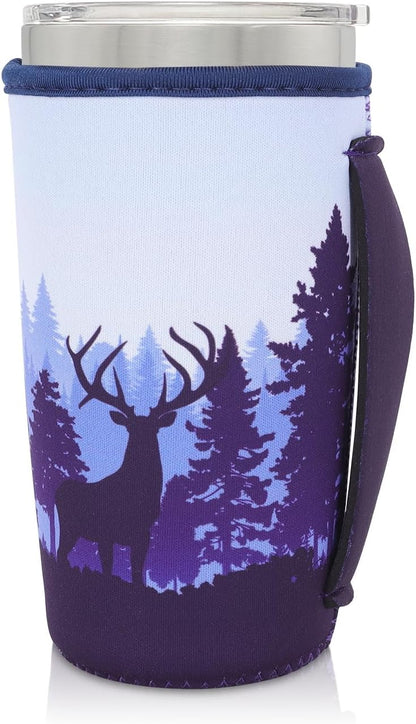 Cup Holder with Handle, 20oz-24oz Tumbler Cups, Tropical | Neoprene, Insulator Bottle Sleeve, Reusable Iced Coffee Sleeve For 30oz - 32oz Large Coffee Cups - Colors B