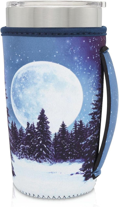 Cup Holder with Handle, 20oz-24oz Tumbler Cups, Tropical | Neoprene, Insulator Bottle Sleeve, Reusable Iced Coffee Sleeve For 30oz - 32oz Large Coffee Cups - Colors B