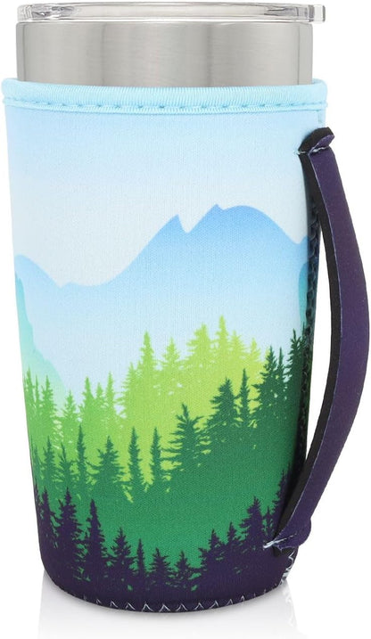 Cup Holder with Handle, 20oz-24oz Tumbler Cups, Tropical | Neoprene, Insulator Bottle Sleeve, Reusable Iced Coffee Sleeve For 30oz - 32oz Large Coffee Cups - Colors B