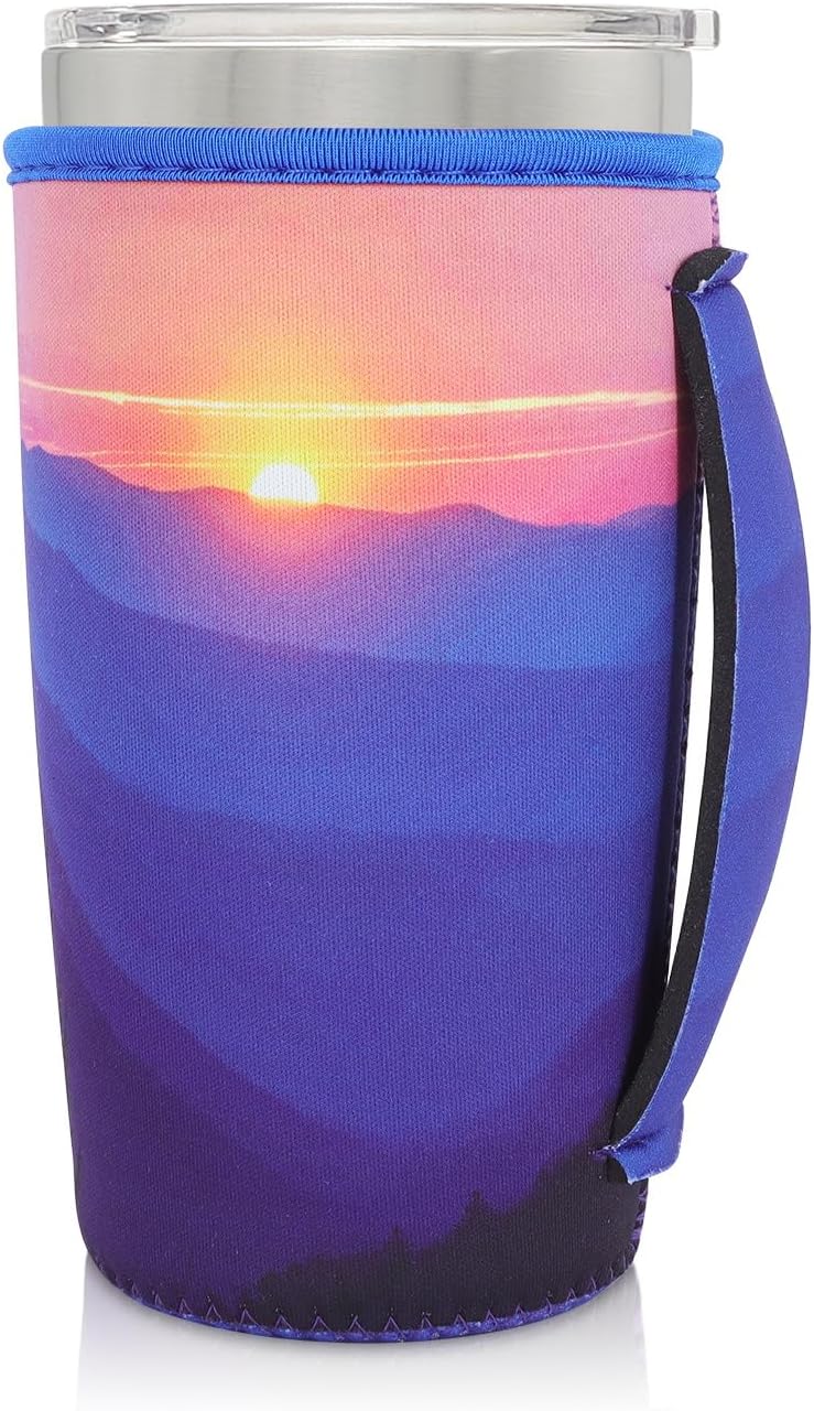 Cup Holder with Handle, 20oz-24oz Tumbler Cups, Tropical | Neoprene, Insulator Bottle Sleeve, Reusable Iced Coffee Sleeve For 30oz - 32oz Large Coffee Cups - Colors B