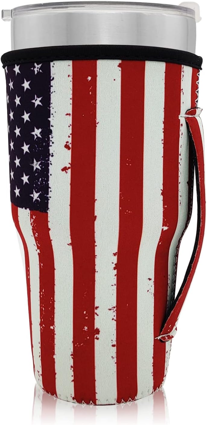 Cup Holder with Handle, 20oz-24oz Tumbler Cups, Tropical | Neoprene, Insulator Bottle Sleeve, Reusable Iced Coffee Sleeve For 30oz - 32oz Large Coffee Cups - Colors B