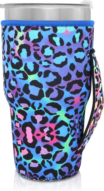 Cup Holder with Handle, 20oz-24oz Tumbler Cups, Tropical | Neoprene, Insulator Bottle Sleeve, Reusable Iced Coffee Sleeve For 30oz - 32oz Large Coffee Cups - Colors B