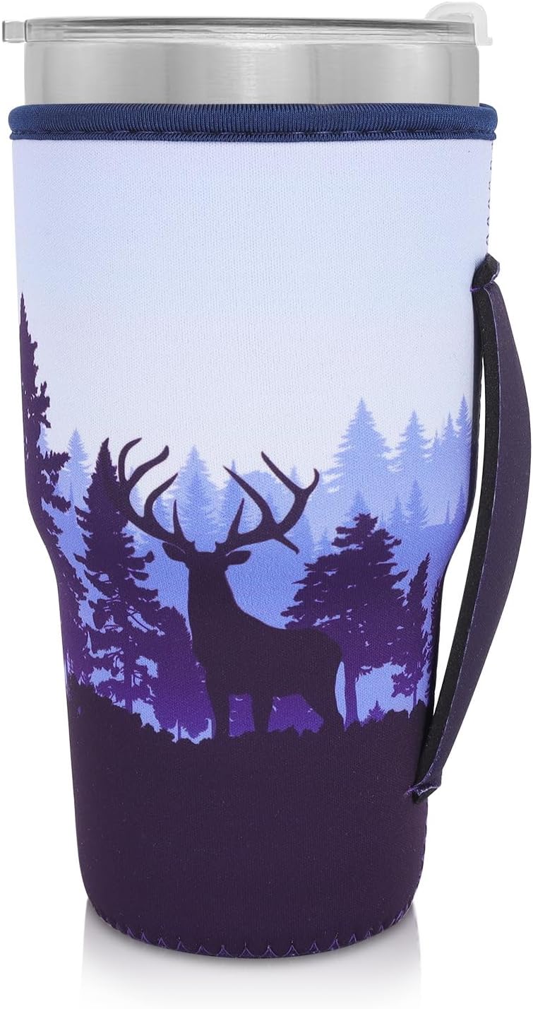 Cup Holder with Handle, 20oz-24oz Tumbler Cups, Tropical | Neoprene, Insulator Bottle Sleeve, Reusable Iced Coffee Sleeve For 30oz - 32oz Large Coffee Cups - Colors B