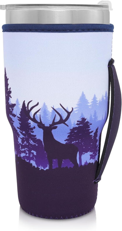 Cup Holder with Handle, 20oz-24oz Tumbler Cups, Tropical | Neoprene, Insulator Bottle Sleeve, Reusable Iced Coffee Sleeve For 30oz - 32oz Large Coffee Cups - Colors B