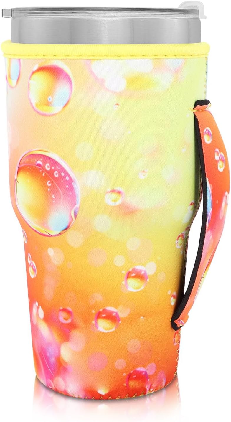 Cup Holder with Handle, 20oz-24oz Tumbler Cups, Tropical | Neoprene, Insulator Bottle Sleeve, Reusable Iced Coffee Sleeve For 30oz - 32oz Large Coffee Cups - Colors B