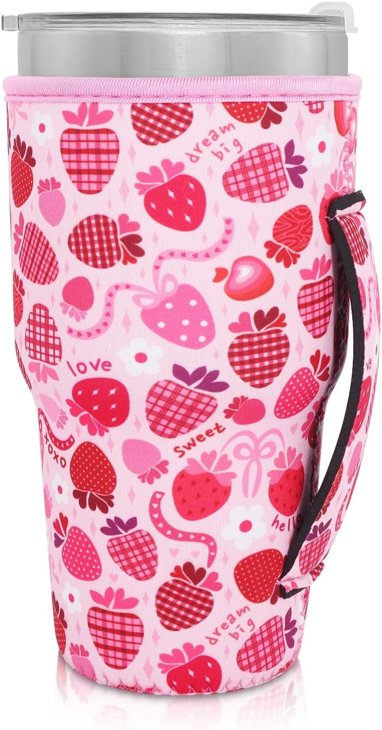 Cup Holder with Handle, 20oz-24oz Tumbler Cups, Tropical | Neoprene, Insulator Bottle Sleeve, Reusable Iced Coffee Sleeve For 30oz - 32oz Large Coffee Cups - Colors B