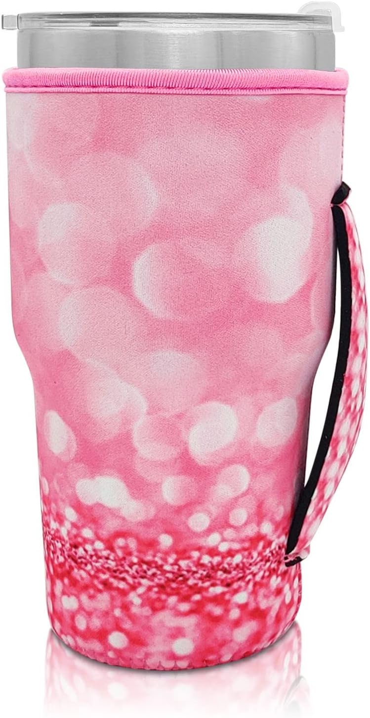 Cup Holder with Handle, 20oz-24oz Tumbler Cups, Tropical | Neoprene, Insulator Bottle Sleeve, Reusable Iced Coffee Sleeve For 30oz - 32oz Large Coffee Cups - Colors B