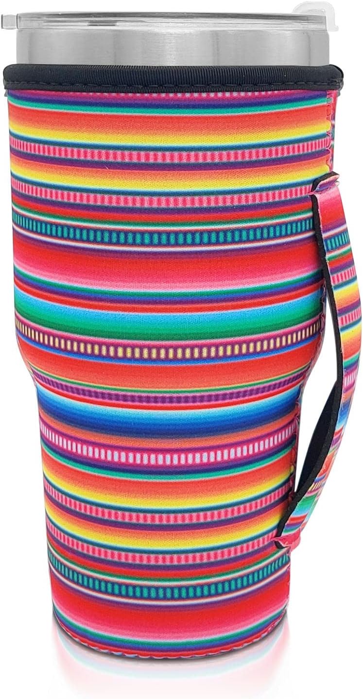 Cup Holder with Handle, 20oz-24oz Tumbler Cups, Tropical | Neoprene, Insulator Bottle Sleeve, Reusable Iced Coffee Sleeve For 30oz - 32oz Large Coffee Cups - Colors B