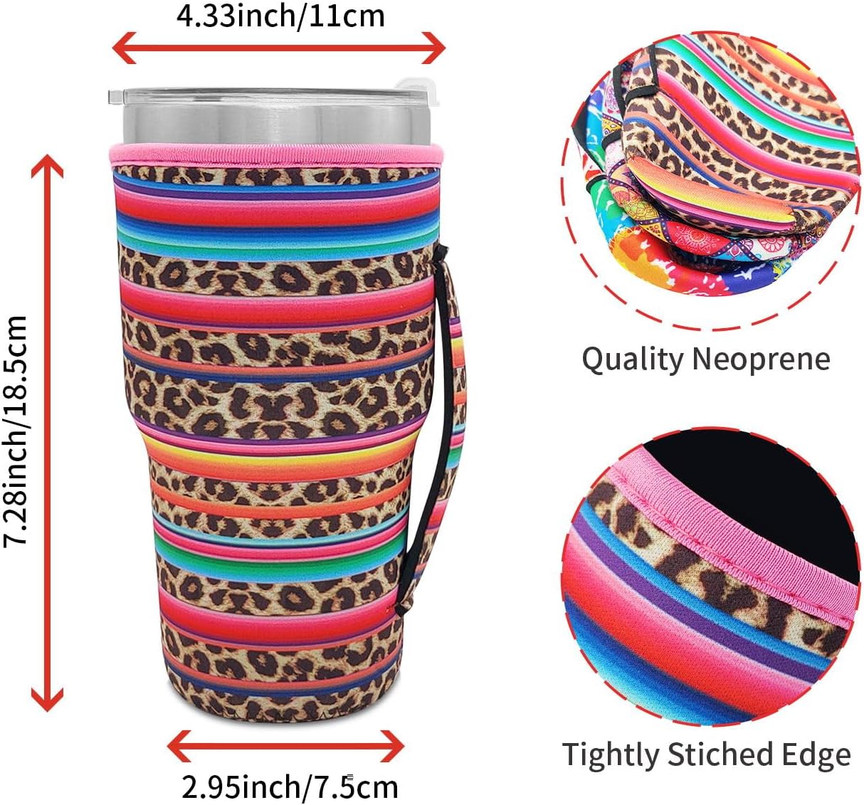 Cup Holder with Handle, 20oz-24oz Tumbler Cups, Tropical | Neoprene, Insulator Bottle Sleeve, Reusable Iced Coffee Sleeve For 30oz - 32oz Large Coffee Cups - Colors B