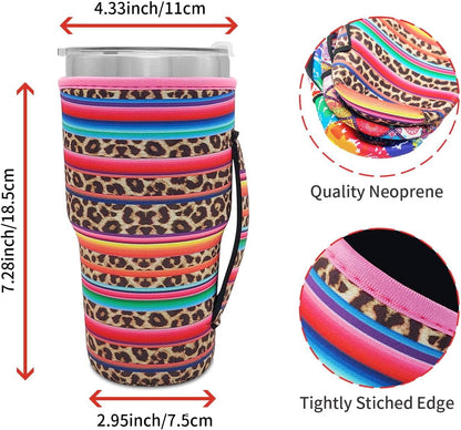 Cup Holder with Handle, 20oz-24oz Tumbler Cups, Tropical | Neoprene, Insulator Bottle Sleeve, Reusable Iced Coffee Sleeve For 30oz - 32oz Large Coffee Cups - Colors B