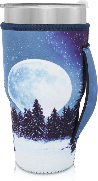 Cup Holder with Handle, 20oz-24oz Tumbler Cups, Tropical | Neoprene, Insulator Bottle Sleeve, Reusable Iced Coffee Sleeve For 30oz - 32oz Large Coffee Cups - Colors B