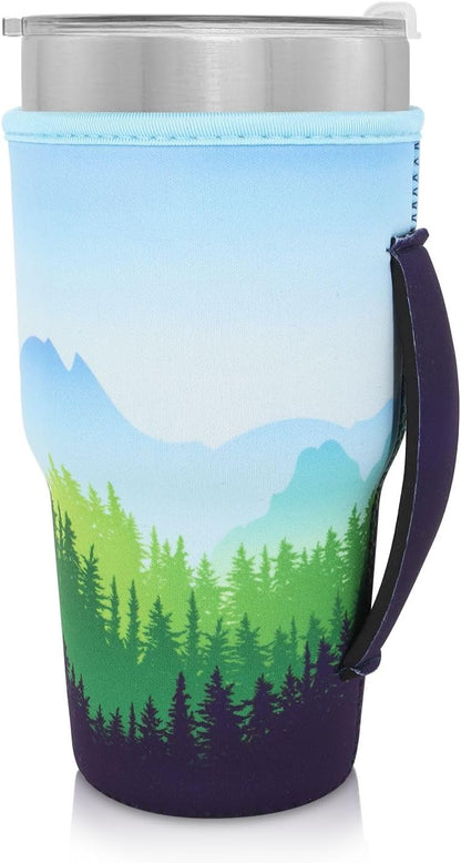 Cup Holder with Handle, 20oz-24oz Tumbler Cups, Tropical | Neoprene, Insulator Bottle Sleeve, Reusable Iced Coffee Sleeve For 30oz - 32oz Large Coffee Cups - Colors B