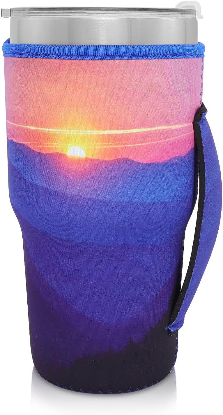 Cup Holder with Handle, 20oz-24oz Tumbler Cups, Tropical | Neoprene, Insulator Bottle Sleeve, Reusable Iced Coffee Sleeve For 30oz - 32oz Large Coffee Cups - Colors B