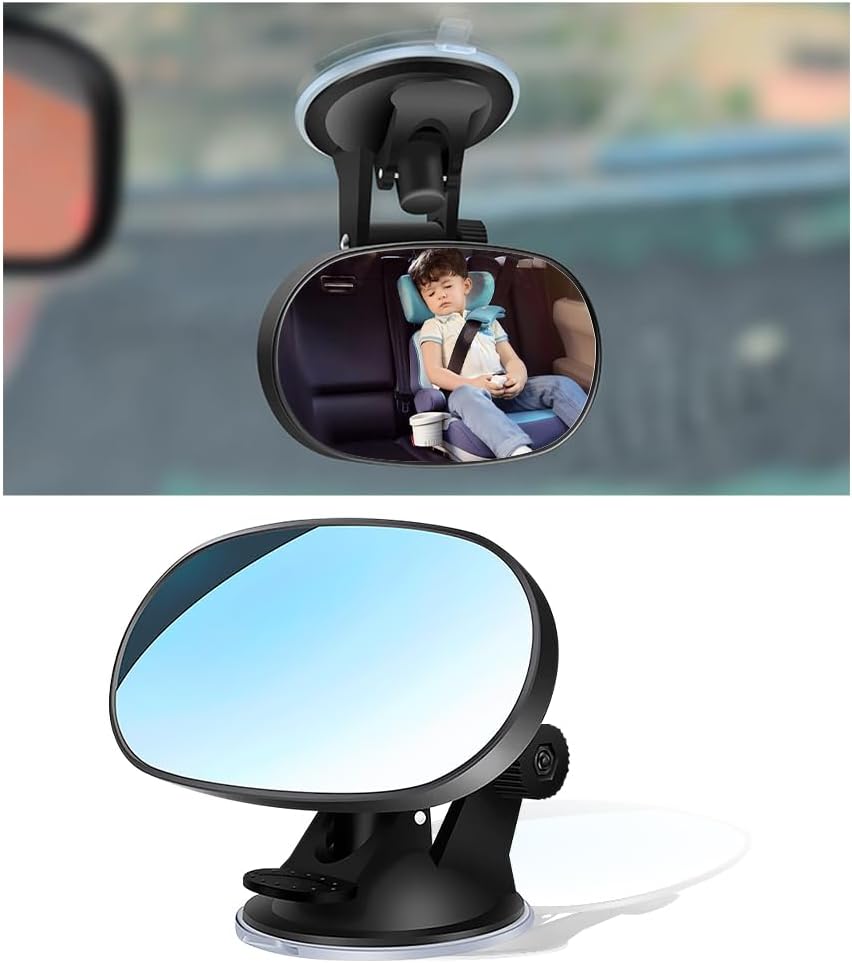 Baby Car Mirror Rear Facing,Suction Cup HD Wide Angle Convex Mirror Car Rearview Mirrors with 360° Adjustable,Essential Interior Accessories Baby Mirrors (Suction cup)