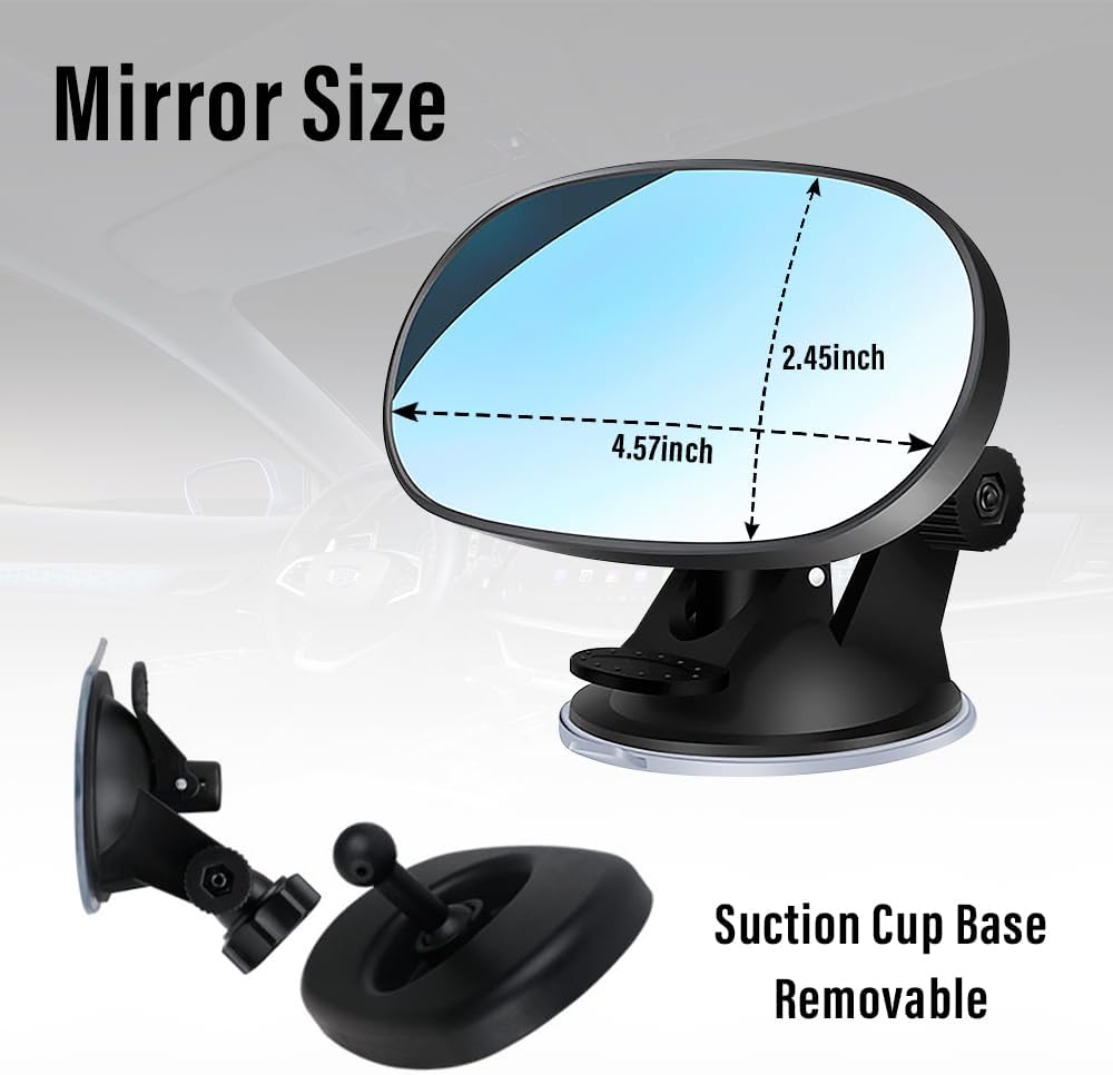 Baby Car Mirror Rear Facing,Suction Cup HD Wide Angle Convex Mirror Car Rearview Mirrors with 360° Adjustable,Essential Interior Accessories Baby Mirrors (Suction cup)