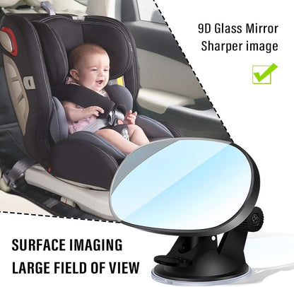 Baby Car Mirror Rear Facing,Suction Cup HD Wide Angle Convex Mirror Car Rearview Mirrors with 360° Adjustable,Essential Interior Accessories Baby Mirrors (Suction cup)