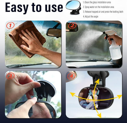 Baby Car Mirror Rear Facing,Suction Cup HD Wide Angle Convex Mirror Car Rearview Mirrors with 360° Adjustable,Essential Interior Accessories Baby Mirrors (Suction cup)
