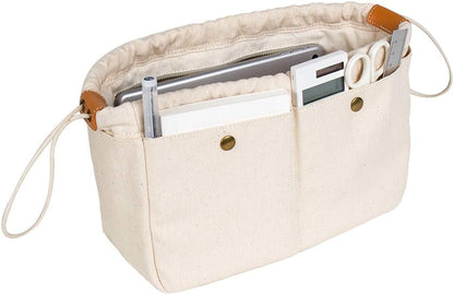 Cotton Canvas Lady Women Travel Handbag Organizer Insert for Tote Handbag (S)