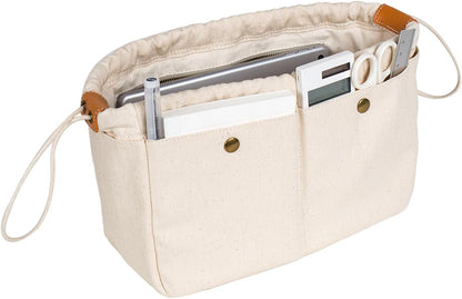 Cotton Canvas Lady Women Travel Handbag Organizer Insert for Tote Handbag (S)