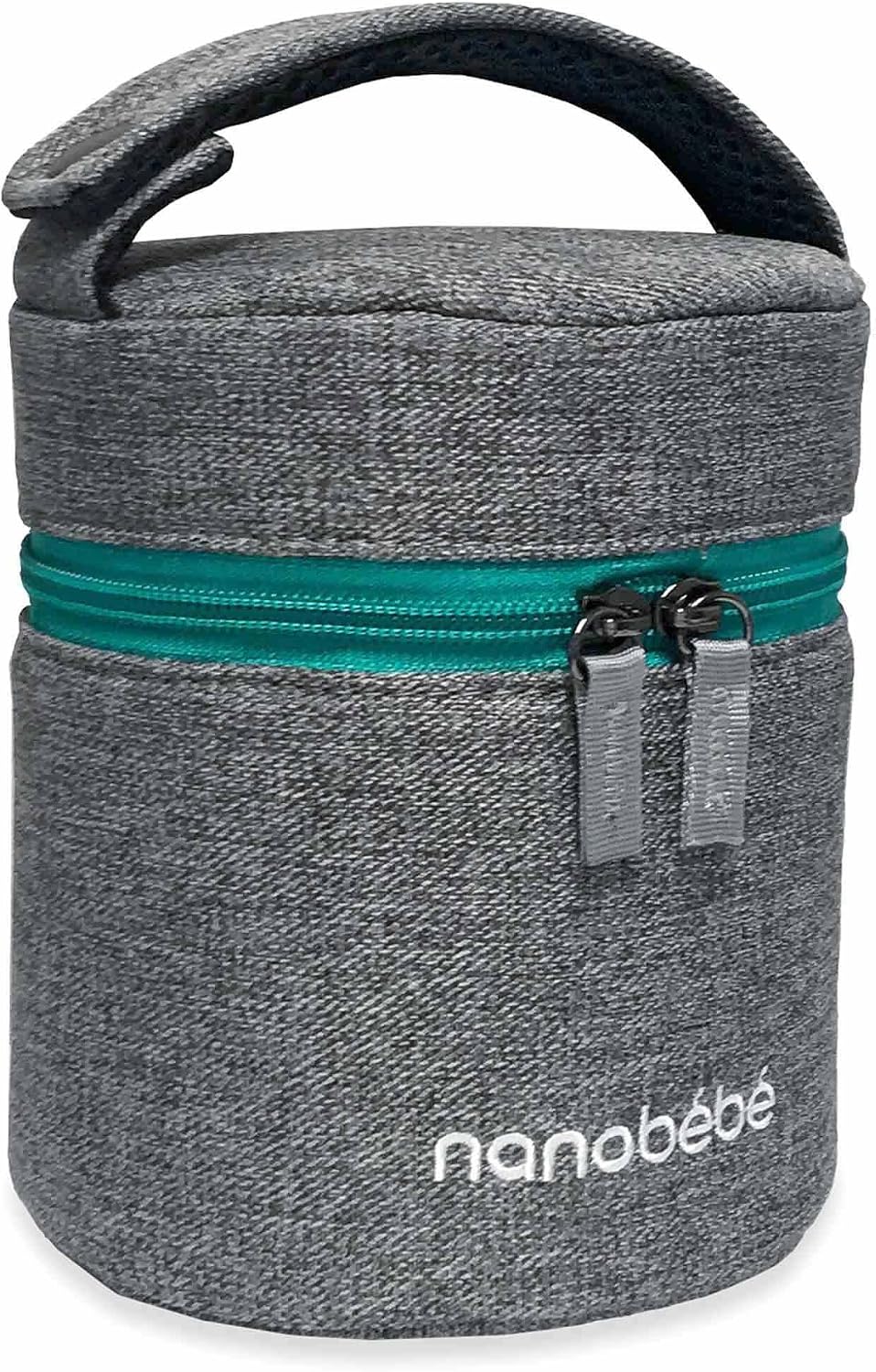 Nanobebe Breastmilk Baby Bottle Deluxe Cooler & Travel Bag with Ice Pack Included. Compact Triple Insulated, Easily attaches to Stroller or Diaper Bag- Grey