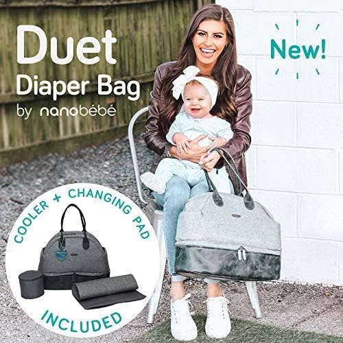Nanobebe Breastmilk Baby Bottle Deluxe Cooler & Travel Bag with Ice Pack Included. Compact Triple Insulated, Easily attaches to Stroller or Diaper Bag- Grey