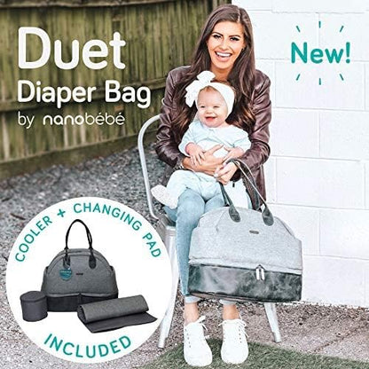 Nanobebe Breastmilk Baby Bottle Deluxe Cooler & Travel Bag with Ice Pack Included. Compact Triple Insulated, Easily attaches to Stroller or Diaper Bag- Grey