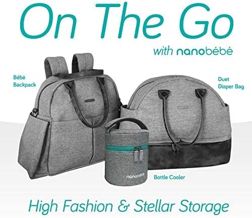 Nanobebe Breastmilk Baby Bottle Deluxe Cooler & Travel Bag with Ice Pack Included. Compact Triple Insulated, Easily attaches to Stroller or Diaper Bag- Grey